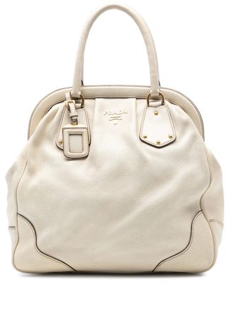 Prada 2000-2012 Vitello Daino Frame tote bag - White