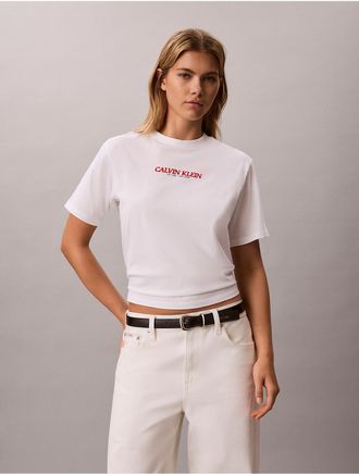 Calvin Klein Jeans Calvin Klein Womens Calvin Klein Logo Graphic Boxy Tee - Open White - XL