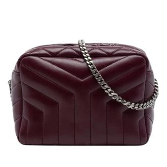 Saint Laurent Pre-owned Quilted Lambskin Crossbody Bag - Dames - Pre-owned - Rood - Maat: ONE Size Leer