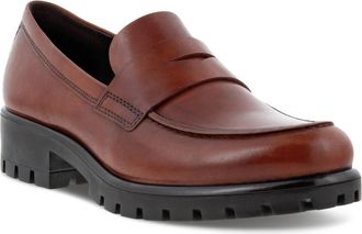 Ecco Womens Modtray Loafer Shoes In Cognac