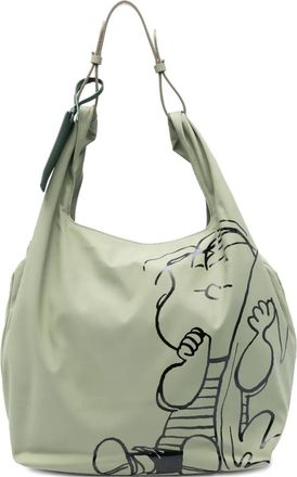 Coccinelle x Peanuts Nº10 graphic-print shoulder bag - women - Recycled Polyester/Calf Leather - One Size - Green