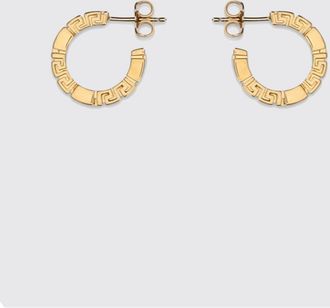 Versace Orecchini a cerchio in metallo color oro con motivo Greca inciso