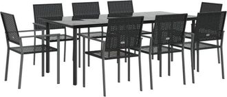 vidaXL Juego De Comedor Para Jard&iacute;n 9 Piezas Rat&aacute;n Sint&eacute;tico Y Acero Vidaxl