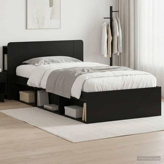 Berkfield Home Bed Frame with Storage Black 90 x 200 cm Engineered Wood