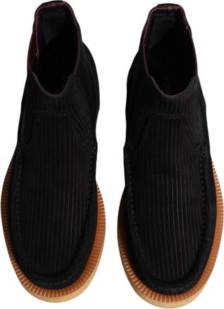 Dolce & Gabbana Mens Black Calf Suede Slip On Ankle Boots Shoes Elastane Polyester Calfskin