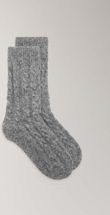 Mango Calzini maglia spessa treccia grigio - Donna - Taglia unica - MANGO