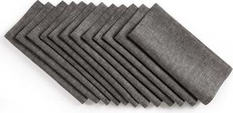 Solino Home Linen Cocktail Napkins Set of 12, 6 x 6 Inch for Dining Table, Holiday and Everyday Table Decor - Athena in Charcoal Grey at Nordstrom