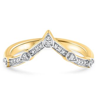 Pompeii3 Curved V Shape Diamond Wedding Anniversary Guard Engagement Ring Gold Lab Grown