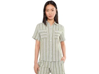 Tommy Bahama Beach Breeze Short Sleeve Utility Shirt Womens Clothing Sea Clay : LG (US 12-14), Cotton/Linen