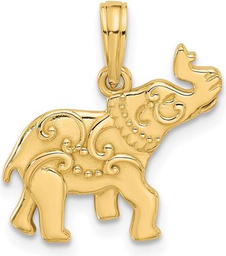 Diamond2Deal 14k Yellow Gold Polished Fancy Elephant Charm Pendant