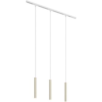 QAZQA Moderno Sistema de iluminación de riel moderno con 3 luces colgantes beige y blanco monofásico - Slimline Keno Aluminio /Metálica Adecuado para led