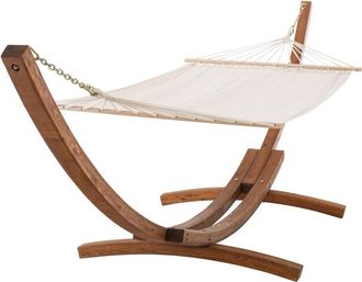 Clp Hamaca con soporte de madera y vela en Tela Crema