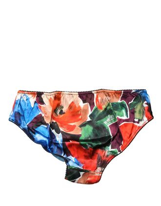 Dolce & Gabbana Womens Multicolor Floral Mid Waist Brief Panty Underwear Silk Elastane Clothing