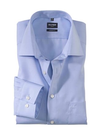 Olymp Businesshemd OLYMP Luxor modern fit, Herren, Gr. 37, N-Gr, blau (bleu), Web, Obermaterial: 100% Baumwolle, Hemden Businesshemd