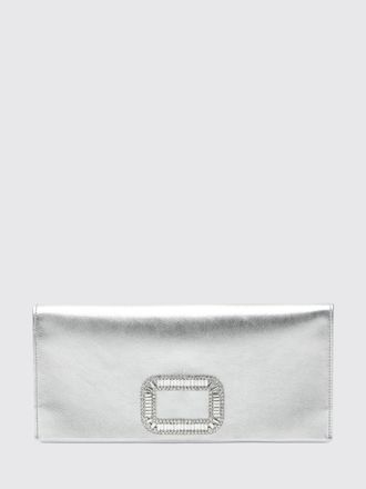 Roger Vivier Pilgrim Laminated Leather Clutch with Jewel Buckle