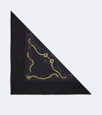 Gucci Fringe-trimmed printed silk shawl