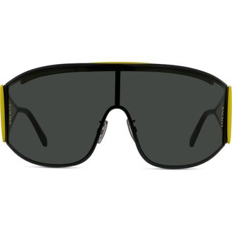 Loewe Signature 138mm Mask Sunglasses in Matte Black /Smoke at Nordstrom