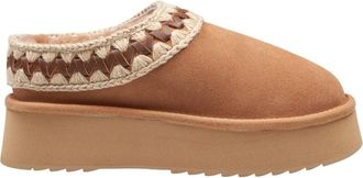 Mou Suede Platform Clog - Dames - Pantoffels - Beige - 39 EU - Wol - Schoenen