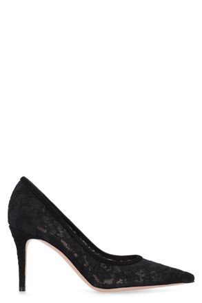 Gianvito Rossi Black Claudia Lace Pumps