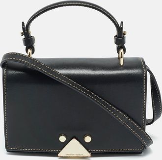 Emporio Armani Black Leather Stud Flap Top Handle Bag
