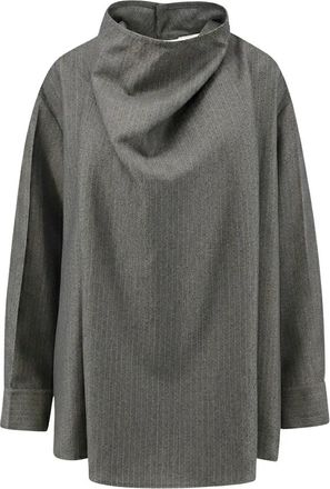 Bottega Veneta Wol en Mohair Blouse - Dames - Blouses - Grijs - 2XS - Wol - Overhemden