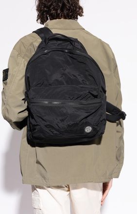 Stone Island Backpack With Logo Patch, Mens, Black