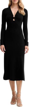 Twinset Longuette Dress - Dames - Casual kleedjes - Zwart - XS - Polyester - Kleedjes
