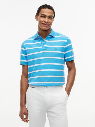 Tommy Hilfiger Mens Regular Fit Striped Wicking Polo - Blue - XXXL
