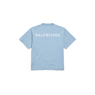 Balenciaga Logo-Print Cotton T-Shirt - Blue