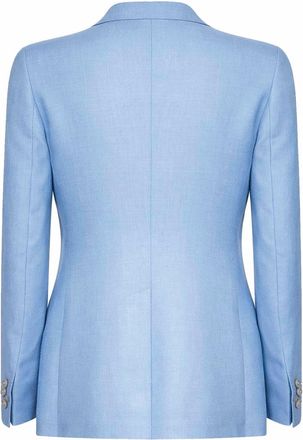 Tagliatore Womens Double-Breasted Blazer Light Blue Virgin Wool Jacket