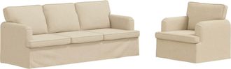vidaXL Juego De Sof&aacute; 2 Uds. Crema Tela Vidaxl