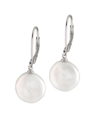 Splendid Pearls Rhodium Plated 13-14Mm Freshwater Pearl Earrings