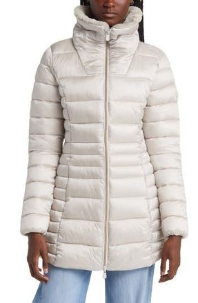 Save The Duck Caroline Water Repellent Satin Puffer Jacket in Rainy Beige at Nordstrom Rack, Size 0(Xs)