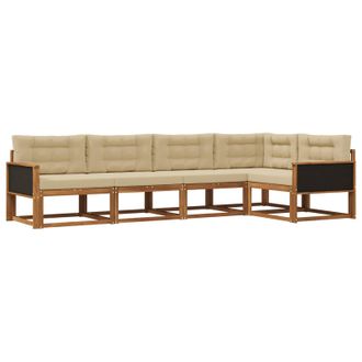 vidaXL Conjunto De Sof&aacute;s De Exterior 5 Pcs Natural Y Beige Vidaxl