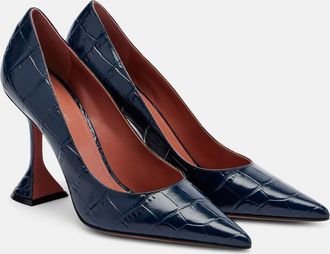 Amina Muaddi Ami croc-effect leather pumps
