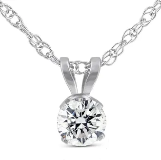Pompeii3 1/3ct Lab Grown Diamond Round Solitaire Pendant 14K White Gold