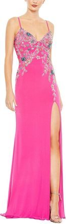 Mac Duggal Multi Color Beaded Floral Cami Gown