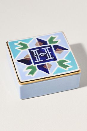 Anthropologie Quilted Monogram Trinket Box