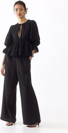 H&M Straight-leg Muslin Pants in Nearly Black at Nordstrom, Size X-Small