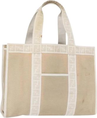 Fendi Pre-owned Tote Bags, female, Beige, Size: ONE SIZE Pre-owned Canvas Tote Bag