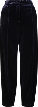 Blanca Vita Blauwe Velvet Broek Chic Stijl - Dames - Sweatpants - Blauw - 2XS - Polyester - Broeken