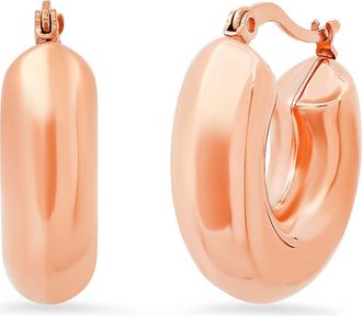 Steeltime 18k Gold Plated Huggie Hoop Earrings in Rose Gold at Nordstrom Rack
