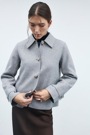 Vila Kurzjacke VILA VIJUICE L/S SHORT JACKET - NOOS, Damen, Gr. 36, light grau melange, Web, Obermaterial: 80% Polyester, 10% Polyacryl, 10% Viskose, unifa