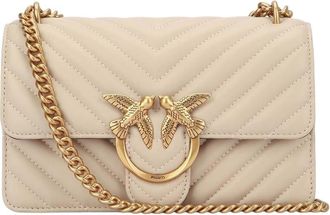Pinko Beige Love Small Shoulder Bag