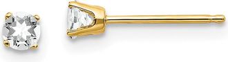 Diamond2Deal 14k Yellow Gold 3mm White Topaz Stud Earrings