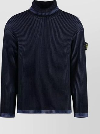 Stone Island turtleneck sweater virgin wool contrast trim