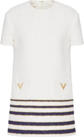 Valentino Gestreepte tweed minijurk - Dames - Korte kleedjes - Wit - L - Tweed - Kleedjes