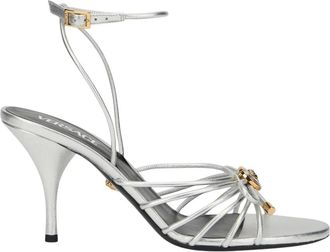 Versace Medusa Embellished Ankle Strap Heels - Dames - Sandalen met hakken - Grijs - 40 EU - Schoenen