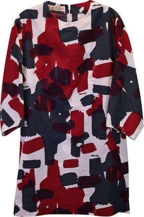 Marni Abstract-Print Mini Dress in Multicolor Polyester