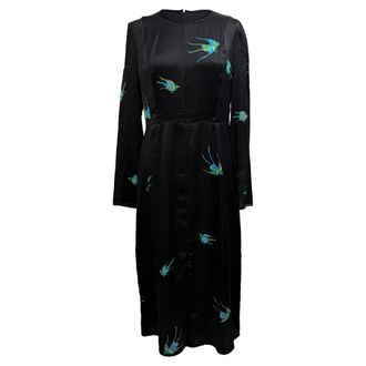 Diane Von F&uuml;rstenberg Diane Von Furstenberg Bird-Print Midi Dress in Black Silk